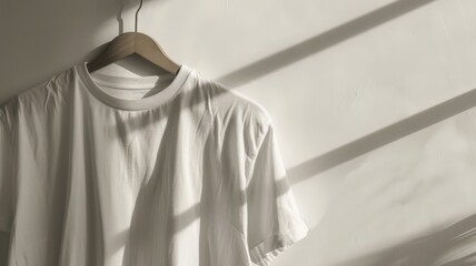 Sticker - A white shirt hanging on a hanger in a room with a window