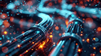 A close up of a wire with a lot of sparks and a blue background