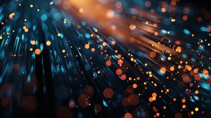 A bright blue and orange light show with many small dots