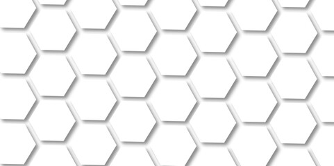 Wall Mural - Abstract white background with hexagon and hexagonal background. Luxury white pattern with hexagons. abstract 3d hexagonal background with shadow. 3D futuristic abstract honeycomb mosaic background.