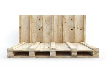 Wall Mural - freestanding plywood stud wall isolated on white background generative ai