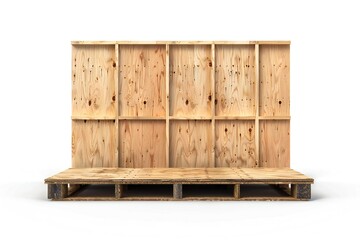 Wall Mural - freestanding plywood stud wall isolated on white background generative ai