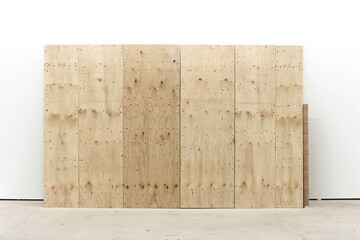 Wall Mural - freestanding plywood stud wall isolated on white background generative ai