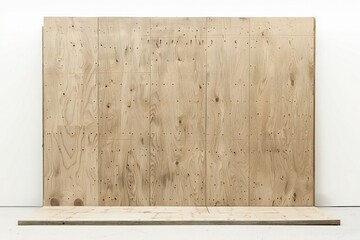 Wall Mural - freestanding plywood stud wall isolated on white background generative ai