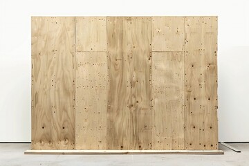 Wall Mural - freestanding plywood stud wall isolated on white background generative ai