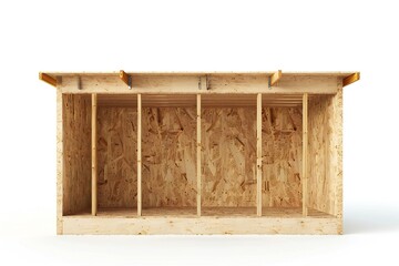 Wall Mural - freestanding plywood stud wall isolated on white background generative ai
