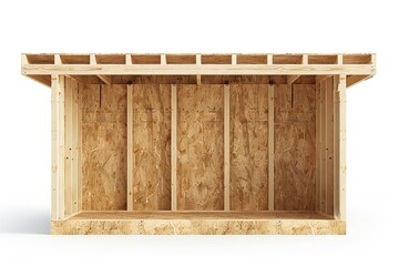 Wall Mural - freestanding plywood stud wall isolated on white background generative ai