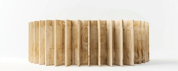 Wall Mural - freestanding plywood stud wall isolated on white background generative ai