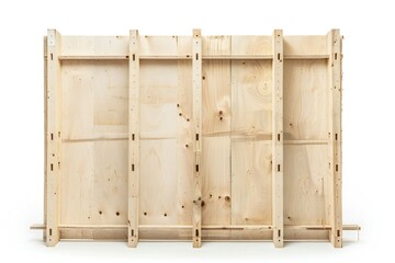 Wall Mural - freestanding plywood stud wall isolated on white background generative ai