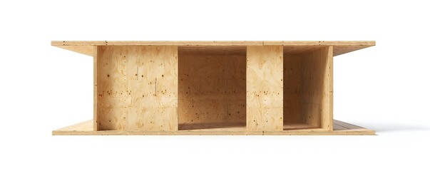 Wall Mural - freestanding plywood stud wall isolated on white background generative ai