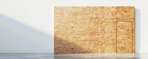 Wall Mural - freestanding plywood stud wall isolated on white background generative ai