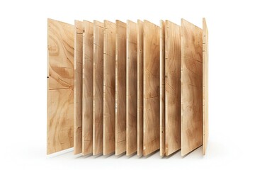 Wall Mural - freestanding plywood stud wall isolated on white background generative ai