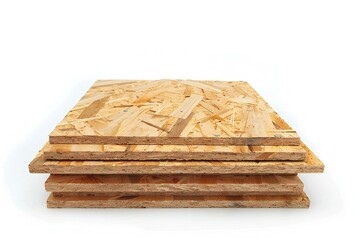 Wall Mural - freestanding plywood stud wall isolated on white background generative ai