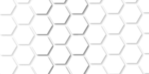 Wall Mural - Abstract white background with hexagon and hexagonal background. Luxury white pattern with hexagons. abstract 3d hexagonal background with shadow. 3D futuristic abstract honeycomb mosaic background.