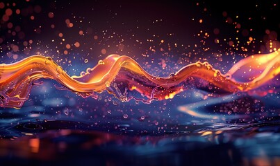 Poster - illustration of a colorful liquid splashing on a solid background. generative ai