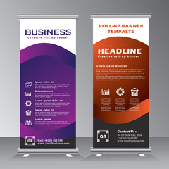 Wall Mural - roll up banner template, brochure,vertical banner design, industrial, company, template, vector, abstract modern x-banner, pull-up banner, rectangle size banner.