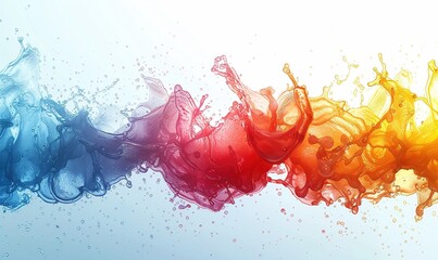 Poster - illustration of a colorful liquid splashing on a solid background. generative ai