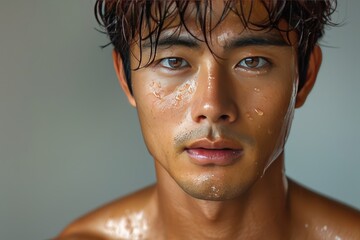 handsome asian tan skin man portrait