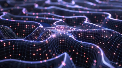 Wall Mural - A computer generated image of a wave with a lot of dots on it