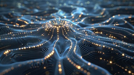 Wall Mural - A computer generated image of a blue ocean with a glowing, star-like pattern