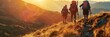 © mohdfaizal - Three Hikers on a Mountain Trail at Sunset