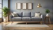 © Udomner - Modern grey sofa with wooden legs in a stylish living room setting, modern, grey, sofa, wooden, legs