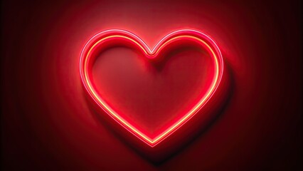 Wall Mural - Vibrant neon red love heart shapes radiating passion and romance, neon, red, love, heart, shapes, vibrant, passion