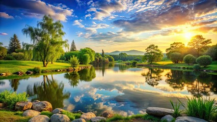 tranquil landscape with serene nature views perfect for relaxation , peaceful, nature, landscape, pe
