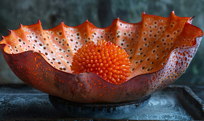 Wall Mural - A ceramic bowl with a pink flower resting on top.