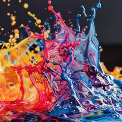 Sticker - Colorful Liquid Splashes Abstract Art