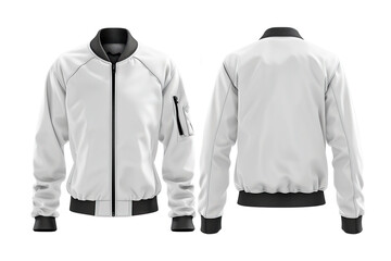 Wall Mural - White bomber jacket isolated on white background.