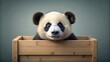 © Udomner - Panda peeking out of a cute box , panda, animal, cute, box, surprise, peeking, adorable, funny, playful, wildlife, bear, fluffy