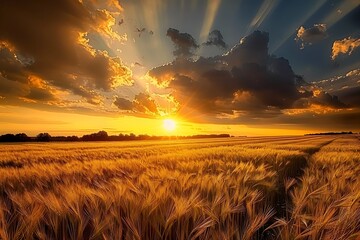 Sticker - wheat field at sunset