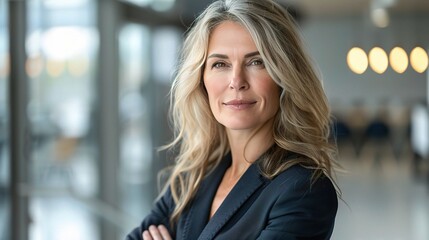 confident and composed: a professional woman in a sleek suit exudes confidence and composure as she 