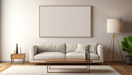 Wall Mural - Living room contemporary art pieces with empty frame