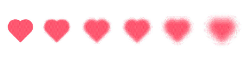 Wall Mural - gothic red heart with grunge texture and halftone gradient. y2k gradient dot gothcore style. flat ve
