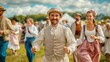 © WeeraWanderlust - A Photo of A retrothemed Labour Day celebration with participants dressed in historical work attire, reenacting significant events from the labor movement