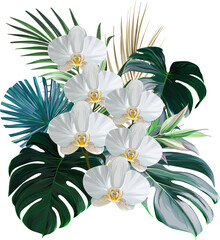 Wall Mural - Bouquet of tropical flowers. Exotic, paradise flowers. Hawaiian bouquet