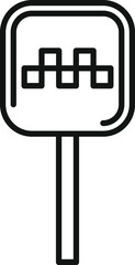 Sticker - Simple black and white icon of a taxi sign signalling for passengers on the street