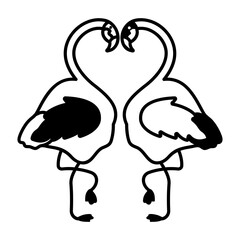 Poster - A glyph style icon of flamingo love 