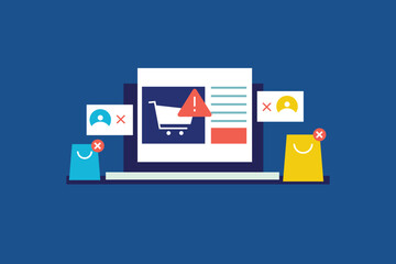 Wall Mural - eCommerce abandoned cart, Customer leaving before checkout process. Vector illustration background.
