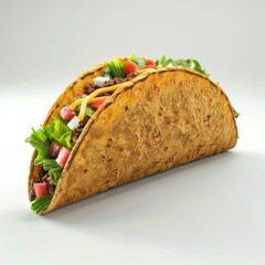 Wall Mural - hard taco, Mexican food element, realistic 3D render, isolated on white background