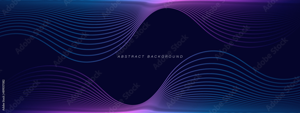 Dark abstract background with glowing wave. Shiny moving lines design ...
