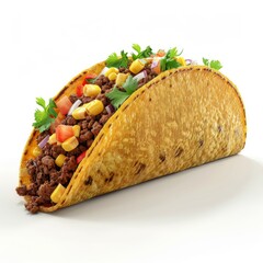 Wall Mural - hard taco, Mexican food element, realistic 3D render, isolated on white background