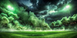 © Adisorn - Toxic green mist hovering above darkened stadium grounds, enveloping the soccer field in a noxious, smoky cloud, reeking of poison and decay on a dusty night.