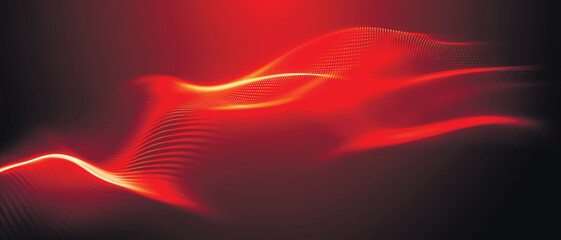 Wall Mural - Abstract digital particle wave. Technology background. Futuristic dot wave. Network connection structure. Presentation design background. Technology or science banner. 3d vector illustration
