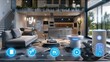 © Telfe - Advanced home automation systems with smart devices and IoT integration, featuring smart thermostats, voice assistants, and security cameras, ideal for home tech content.