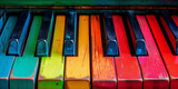 Rainbow piano keyboard, colorful music instrument