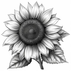 sunflower seed clipart, seed element, photorealistic, black and white, isolated on white background