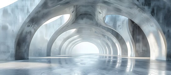 Wall Mural - 3d render of abstract structure futuristic architecture with empty concrete floor